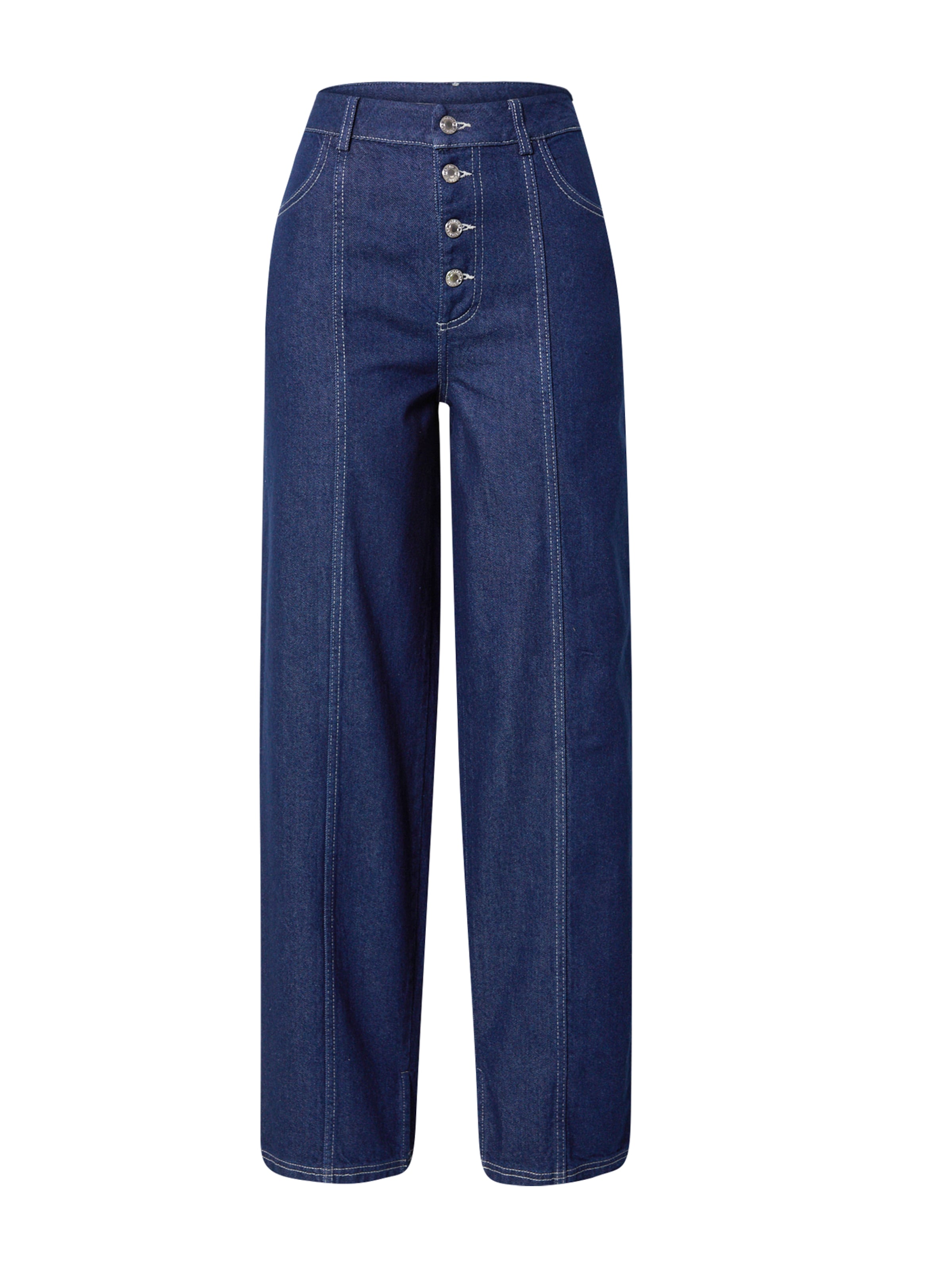 Wide leg Jeans de la Hosbjerg pe albastru: față