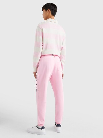 TOMMY HILFIGER Tapered Trousers 'Terry' in Pink