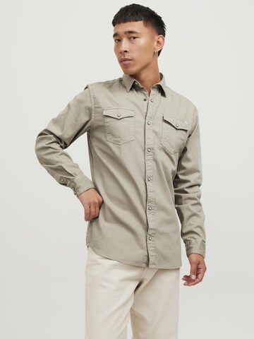 JACK & JONES Regular fit Overhemd 'Sheridan' in Beige: voorkant