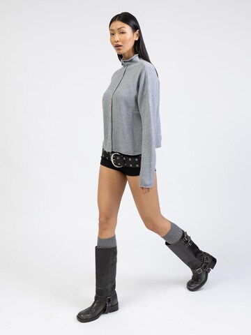 BROKE + SCHÖN Knit Cardigan 'Strickjacke mit Stehkragen' in Grey