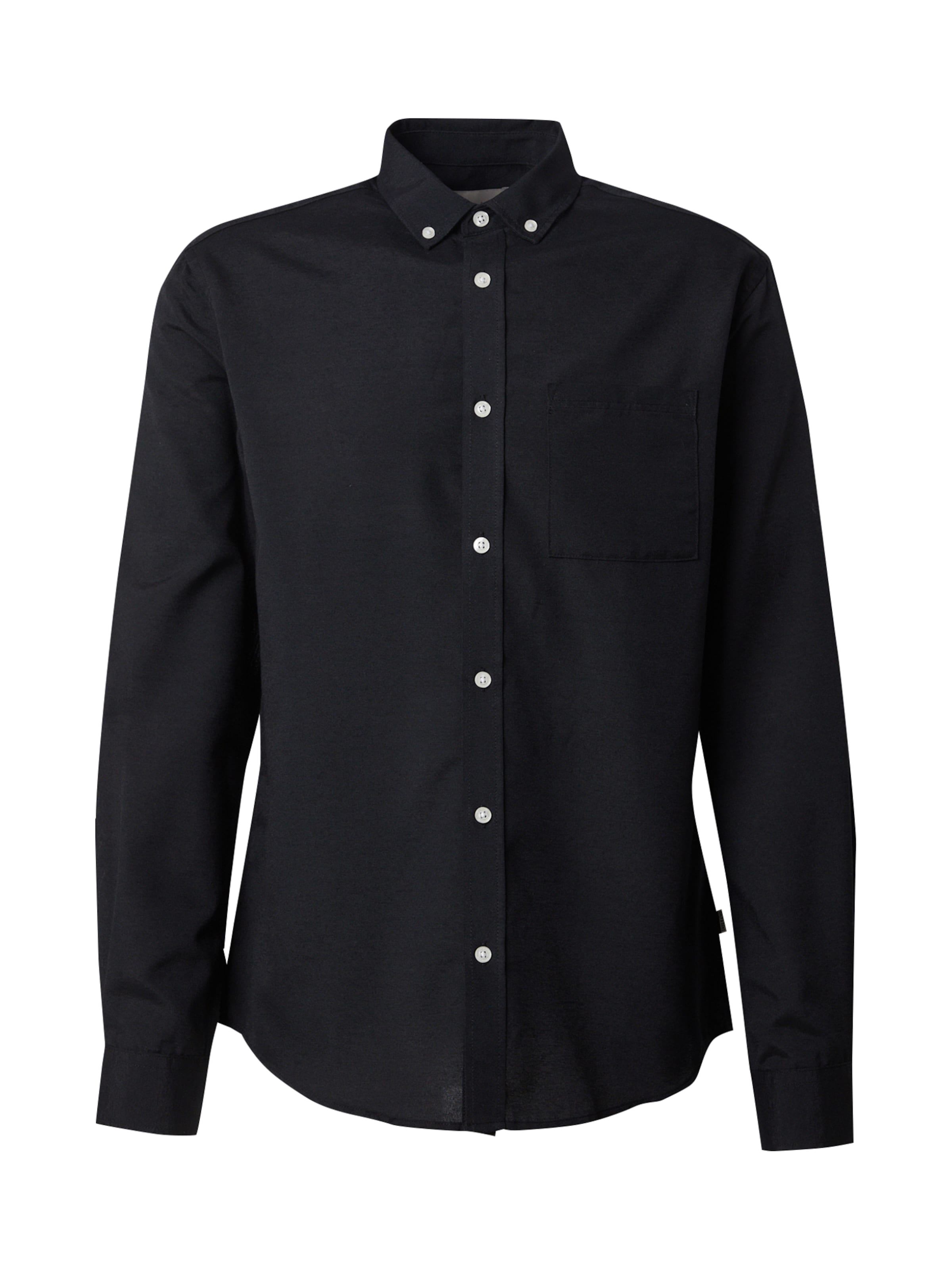 Only & Sons Slim fit Button Up Shirt in Black: front