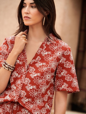 Chemisier love & roses en marron