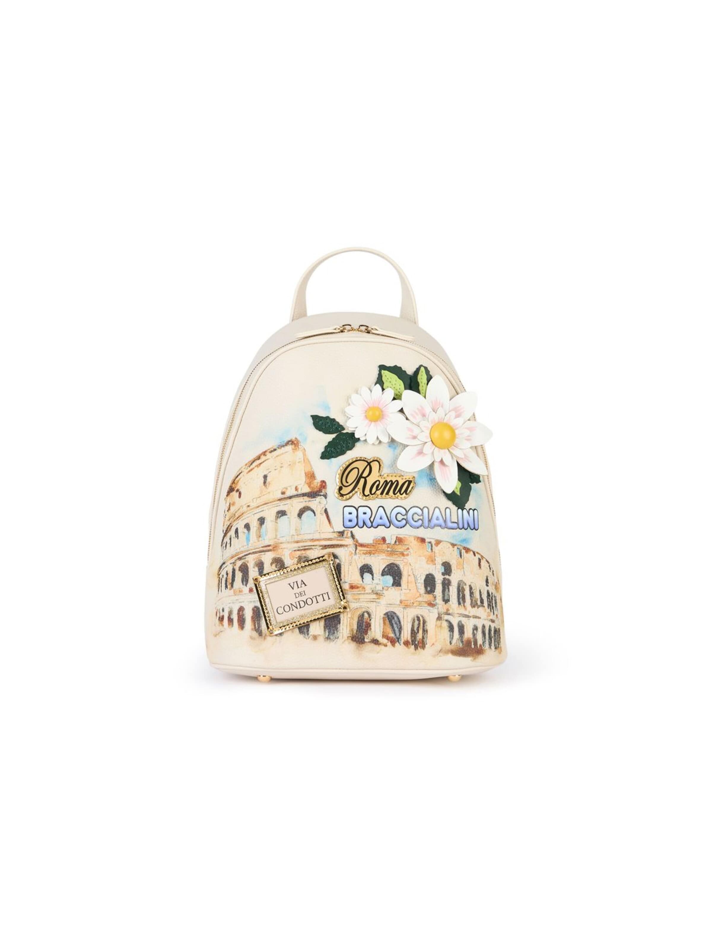 Zaino 'Cartoline Roma' di Braccialini in colori misti: frontale