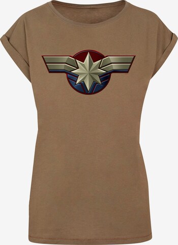 Maglietta 'Captain Marvel - Chest Emblem' di ABSOLUTE CULT in marrone: frontale