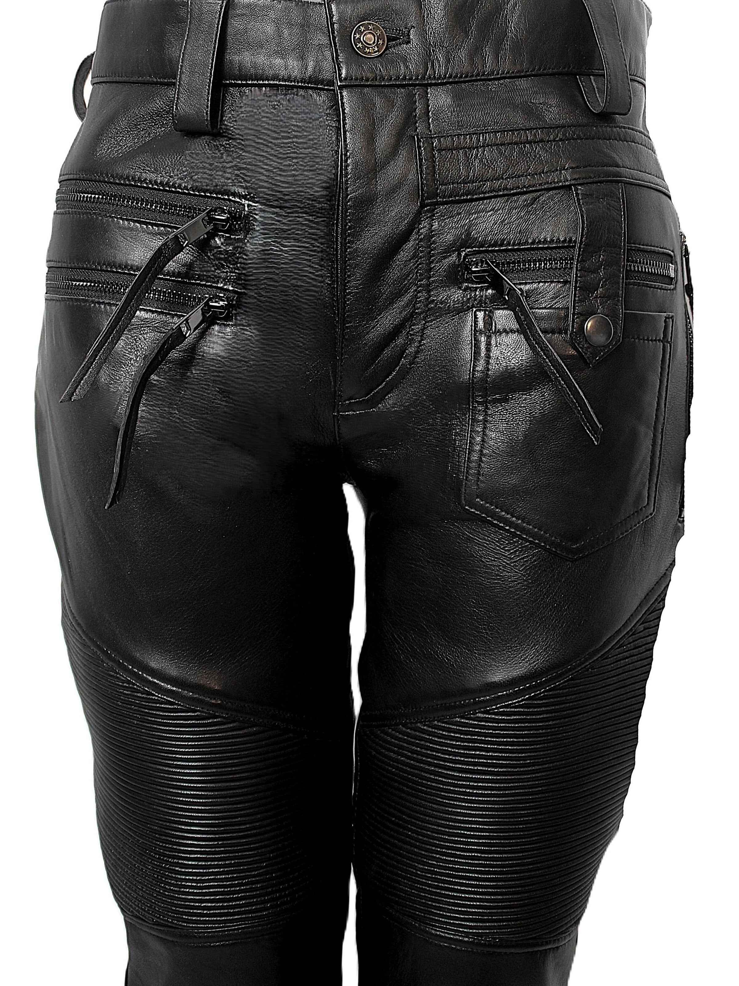 Be  Noble Slimfit Hose 'Lederhose im Biker-Style mit Stretchleder'‌‌‌‌ in Schwarz