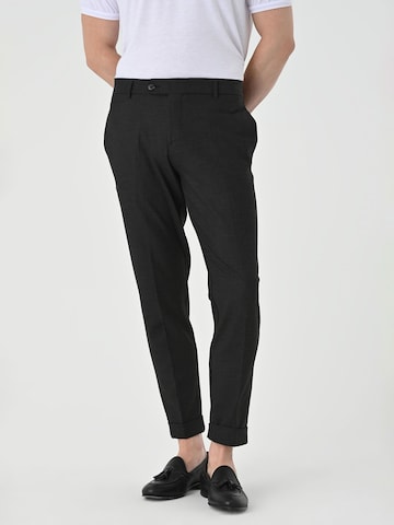 Antioch Tapered Pleat-front trousers in Grey: front