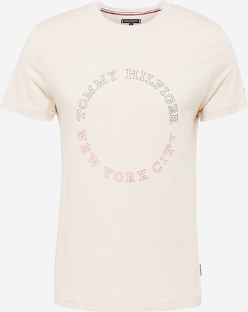 T-Shirt TOMMY HILFIGER en beige : devant