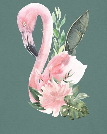 Maglietta ' Flamingo mit Blumen ' di Watapparel in verde