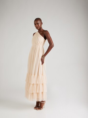 LACE & BEADS Evening Dress in Beige