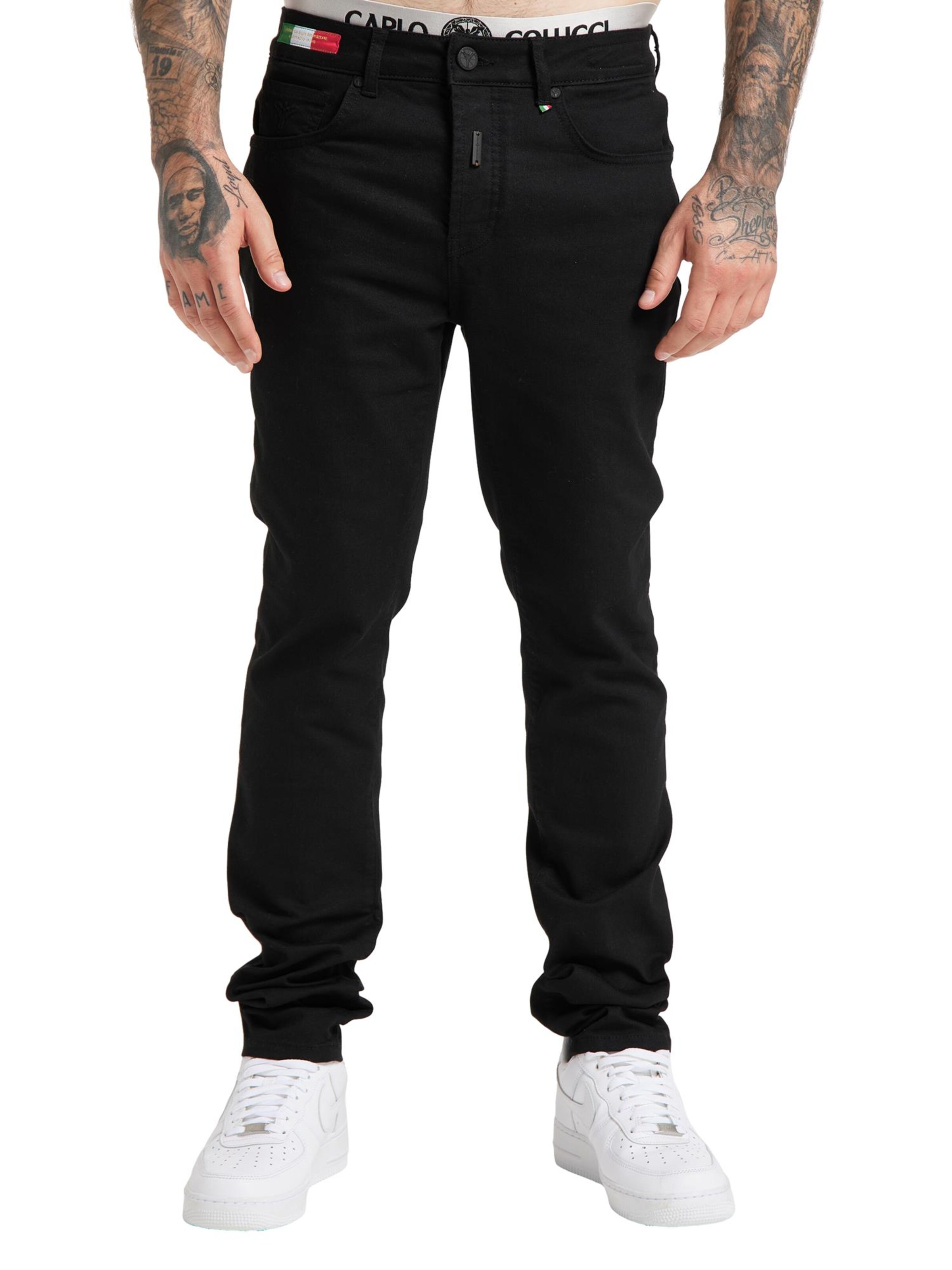 Carlo Colucci Regular Jeans in Schwarz: Vorderseite