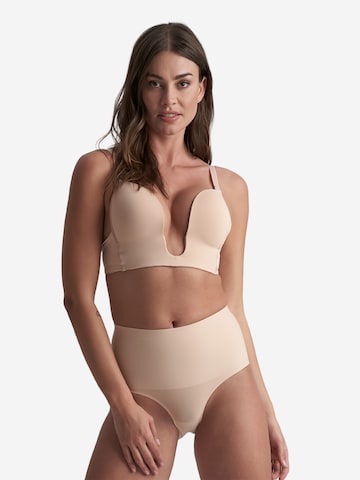 Bye Bra - Cueca modeladora 'Waist Control' em bege: frente