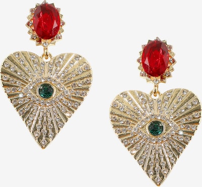 Auskarai 'Denise' iš SOHI, spalva – Auksas / tamsiai žalia / raudona / skaidri spalva, Prekių apžvalga