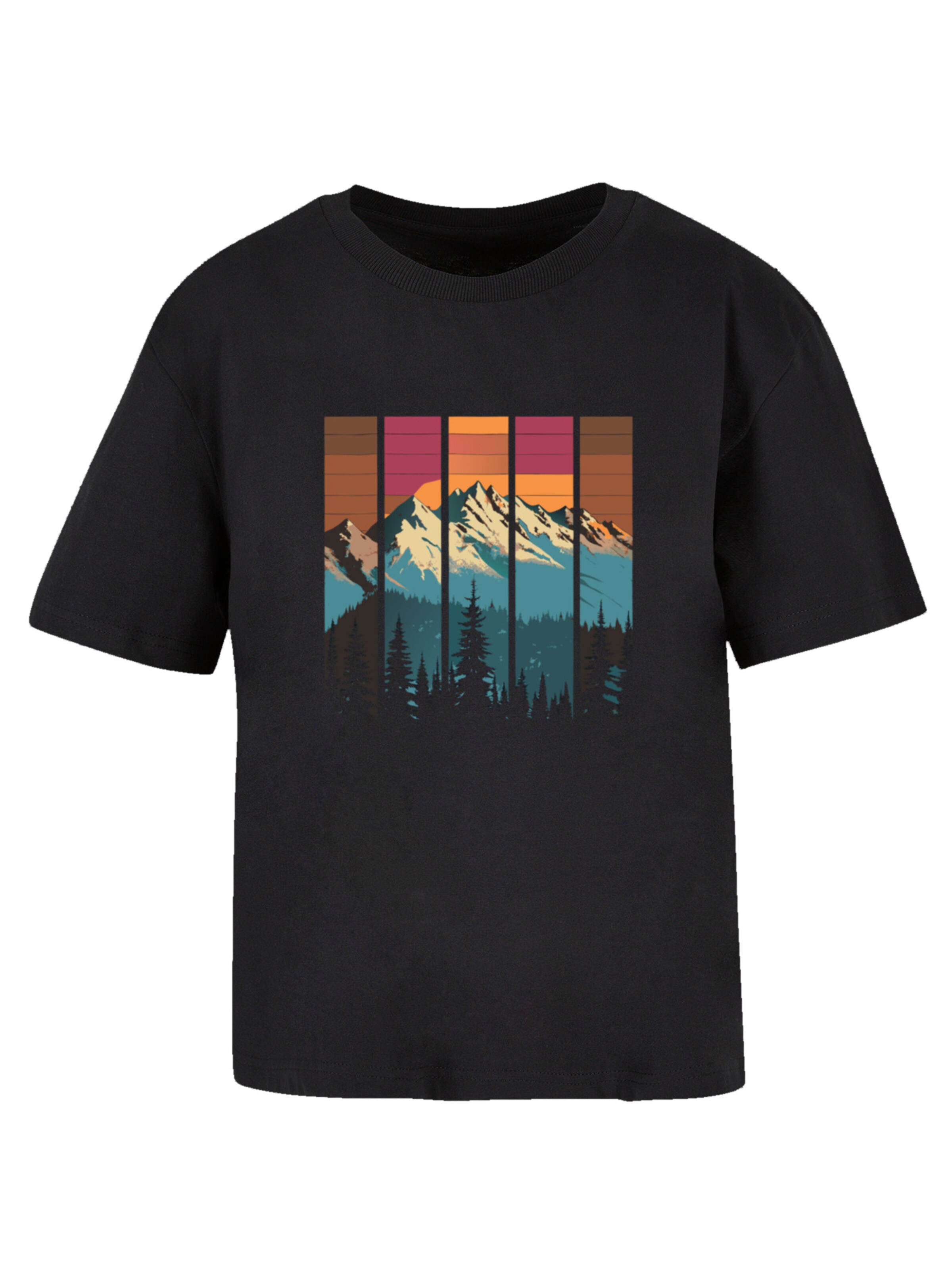 T-shirt 'Berg Sonnenuntergang Retro' F4NT4STIC en noir : devant
