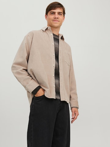 JACK & JONES Comfort fit Button Up Shirt 'Barca' in Grey: front