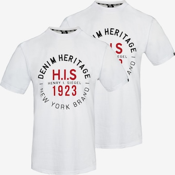 H.I.S - Camisa ' Denim Heritage Big Logo ' em branco: frente