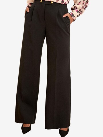 Wide leg Pantaloni con pieghe di love & roses in nero: frontale