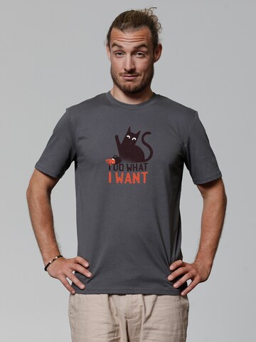 Watapparel Shirt 'Cat' in Grau: Vorderseite