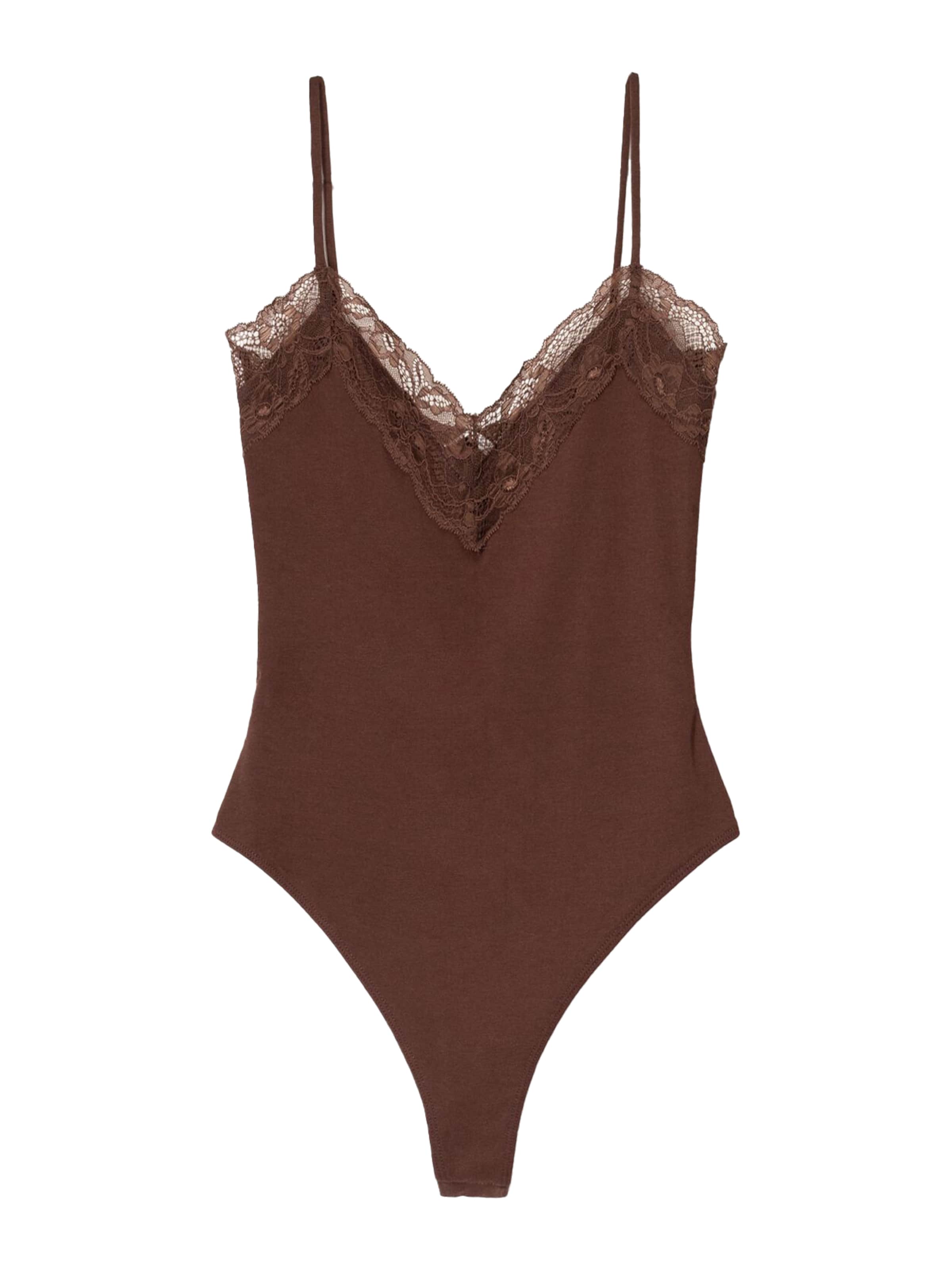 Body a maglietta di Bershka in marrone: frontale