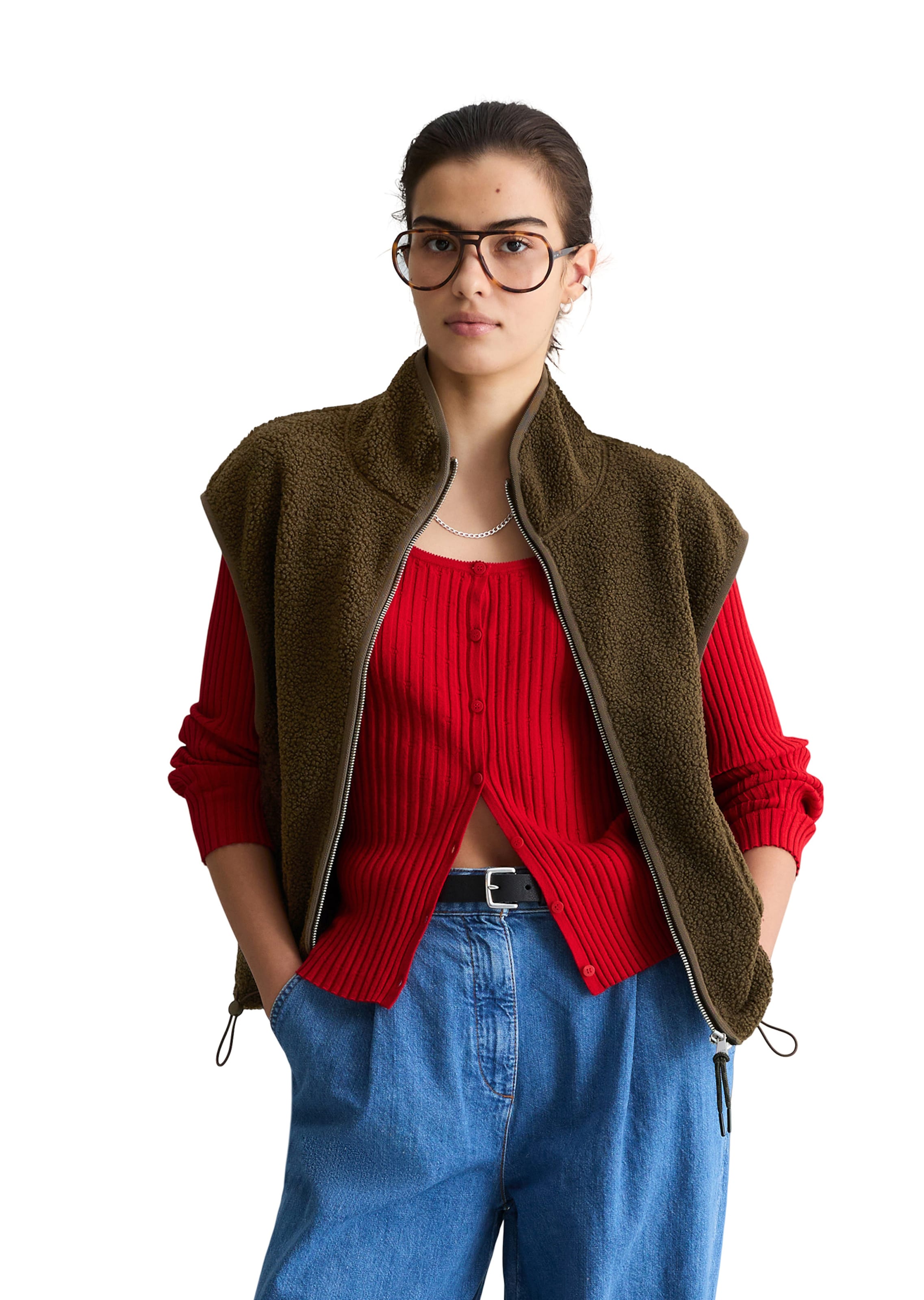 Marc O'Polo DENIM Bodywarmer in Bruin: voorkant