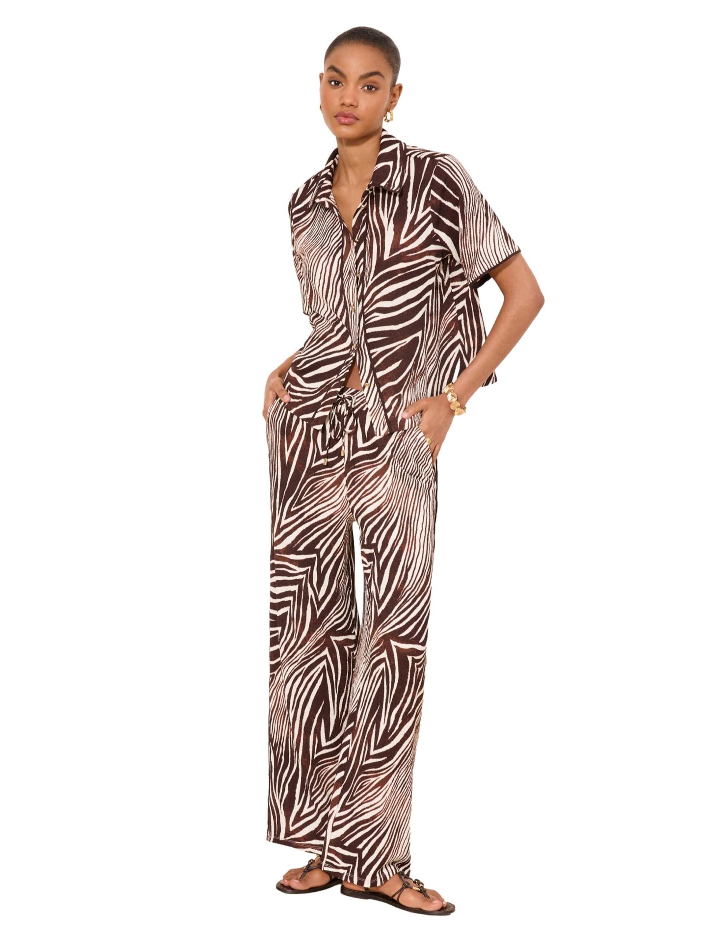 Lipsy Wide leg Broek in Bruin: voorkant