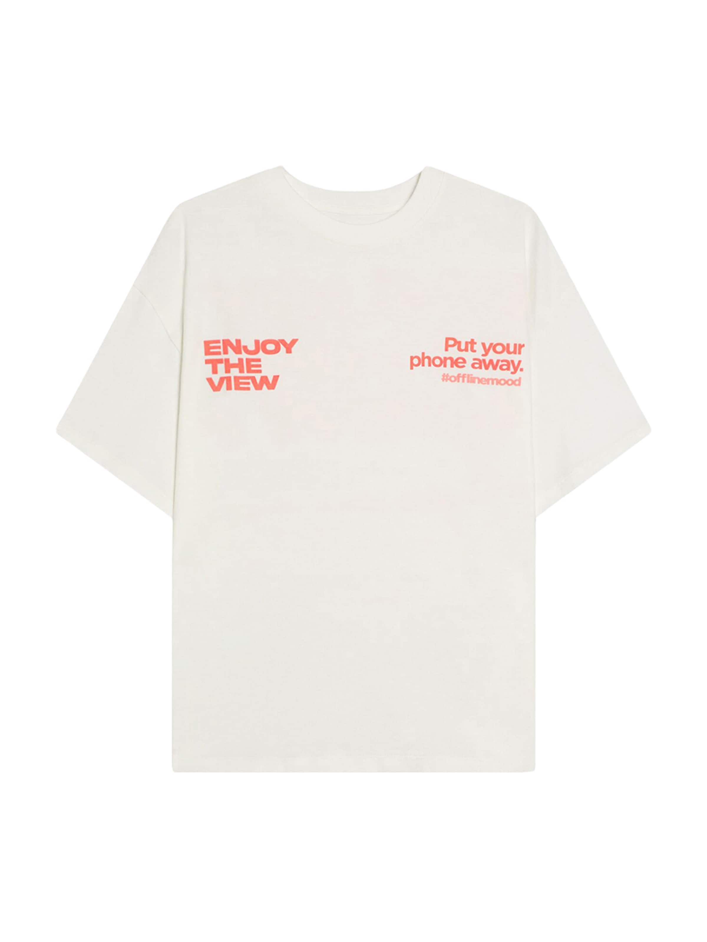 Bershka Tričko, veľkosť XS - lososová / šedobiela, Produkt