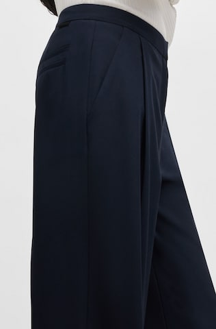 HUGO Wide leg Pleat-Front Pants 'Hemmes' in Blue