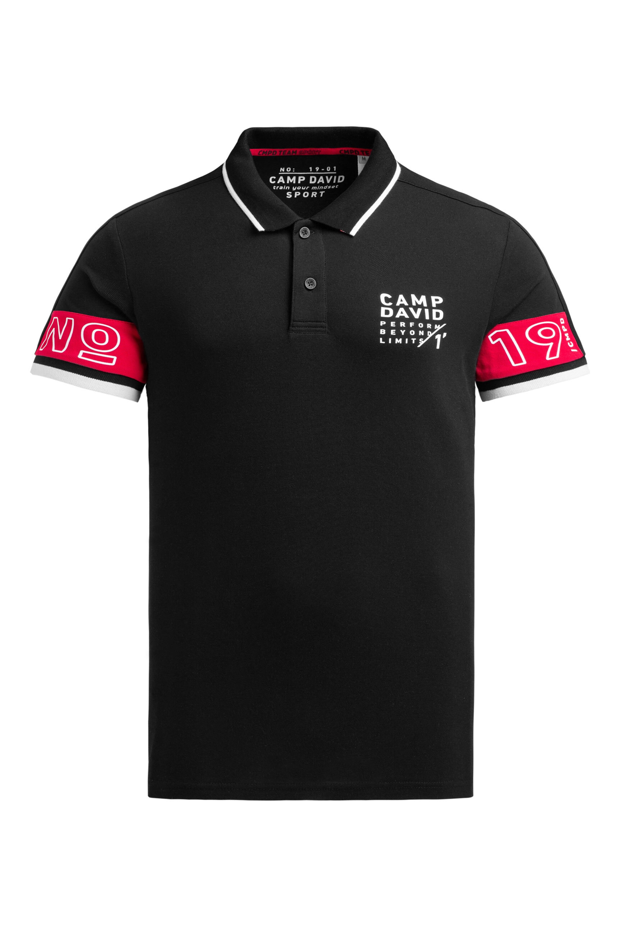 CAMP DAVID T-Shirt en rouge / noir / blanc, Vue avec produit
