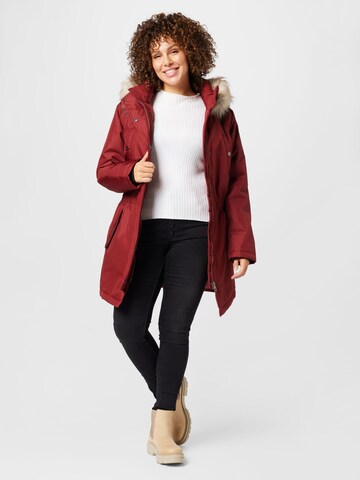 ONLY Carmakoma - Parka de inverno 'IRENA' em vermelho