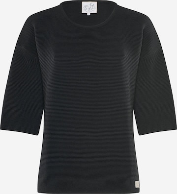 YOU LOOK PERFECT Trui 'PULLOVER FAY - Halbarm Pullover in Strukturstrick' in Zwart: voorkant