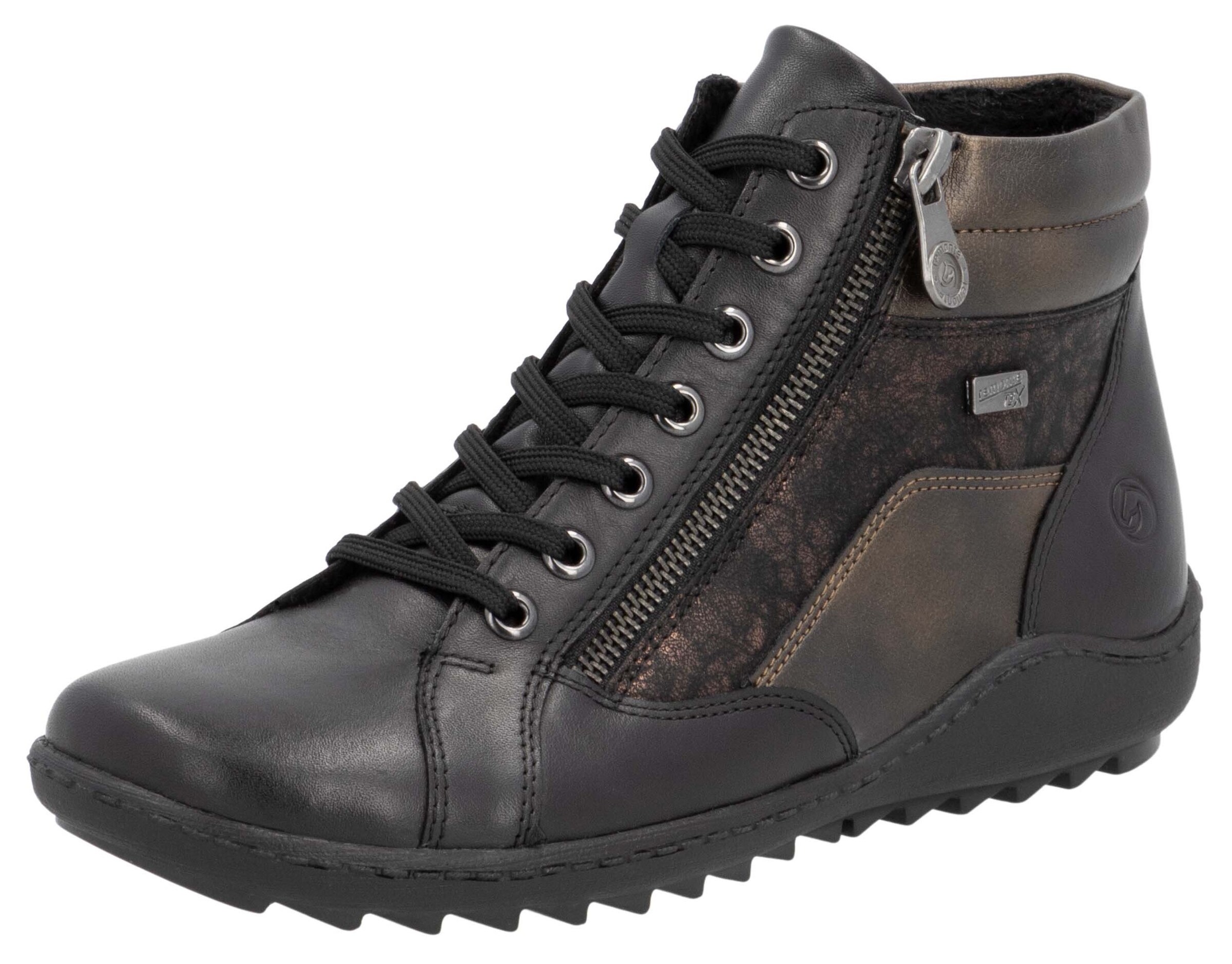 REMONTE Lace-Up Ankle Boots in Black: front