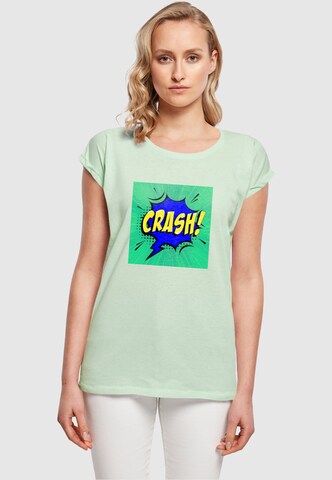 Merchcode T-Shirt 'Crash Comic' in Grün: Vorderseite
