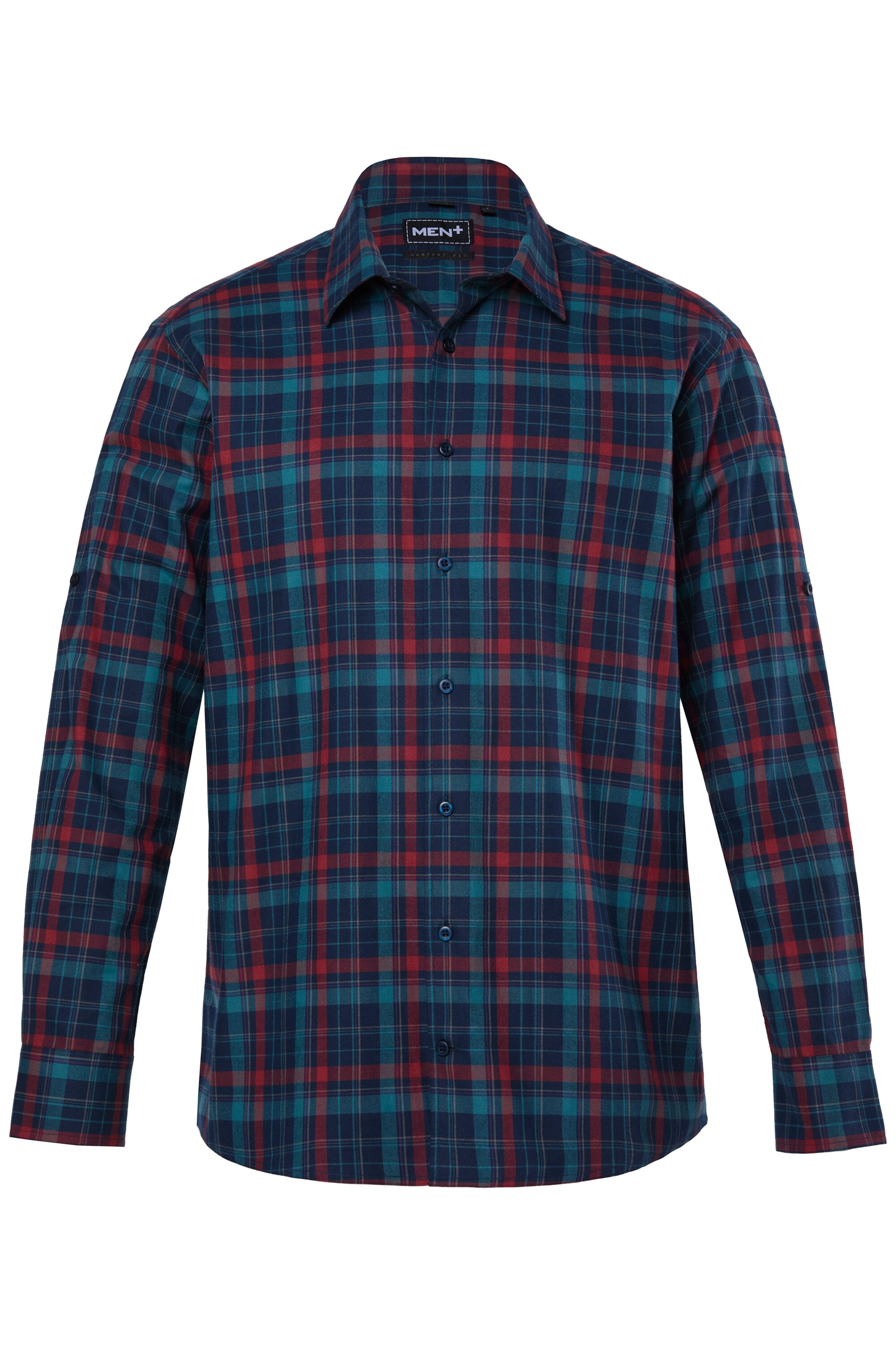 Men Plus Comfort fit Overhemd in Blauw: voorkant