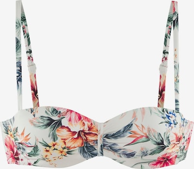 Bikinio viršutinė dalis iš LASCANA, spalva – kremo / tamsiai žalia / oranžinė / rožinė, Prekių apžvalga