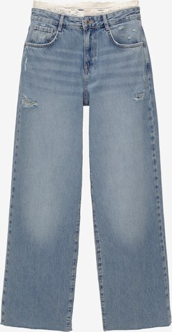 Pull&Bear Wide leg Jeans in Blauw: voorkant