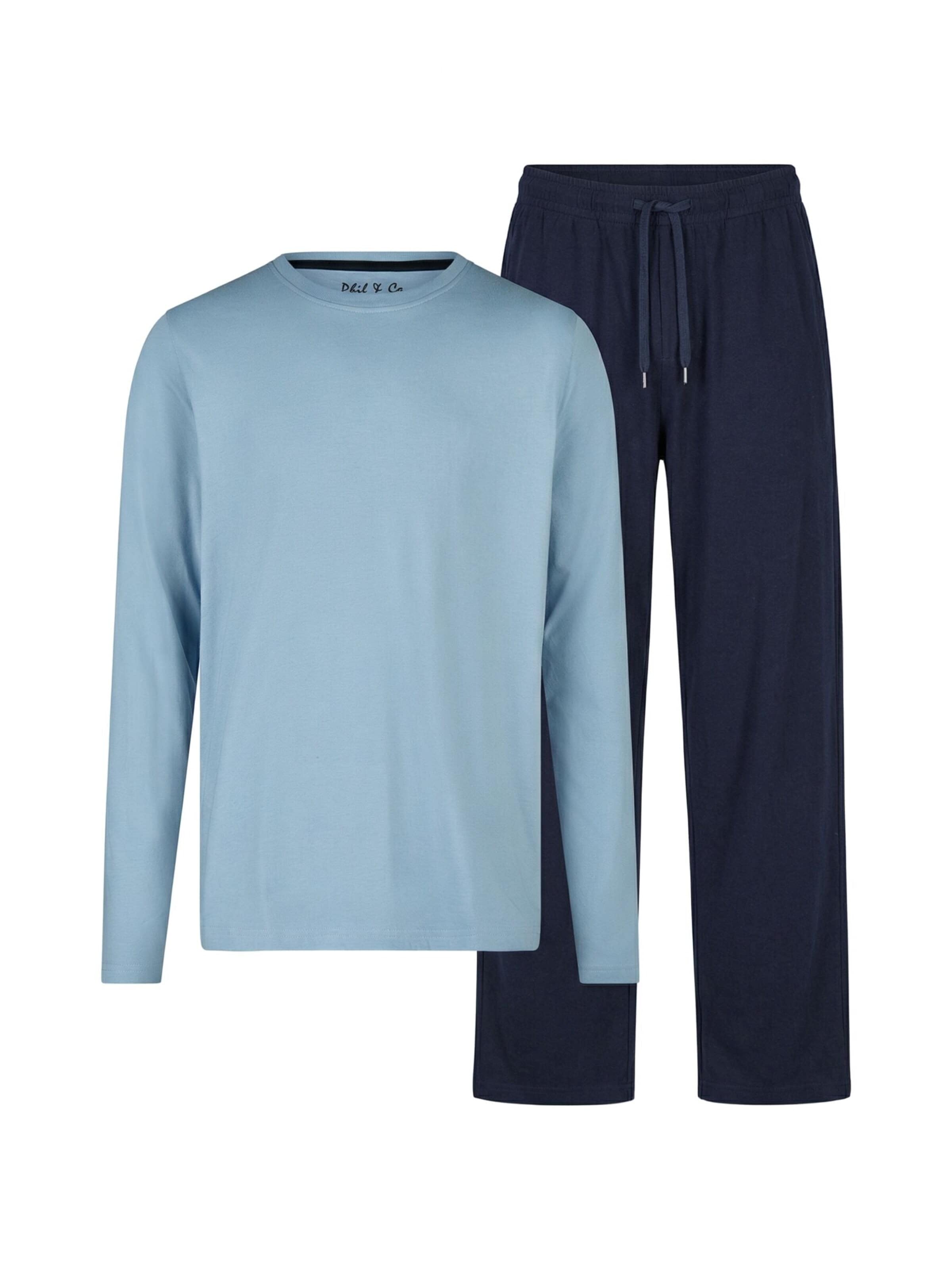 Phil & Co. Berlin Pyjama lang 'Fashionable'‌‌ in Blau: Vorderseite