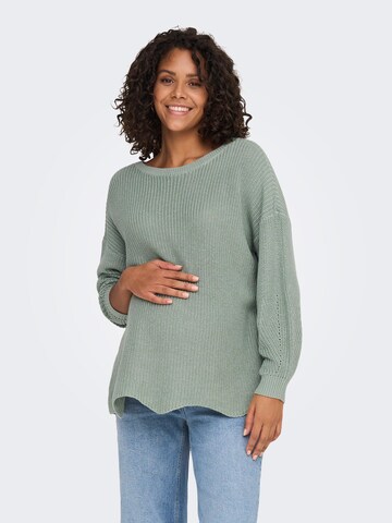 Only Maternity Пуловер 'Hilde' в зелено: отпред