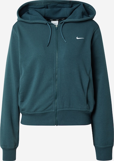 NIKE Athletic Zip-Up Hoodie 'ONE' in Petrol / White, Item view