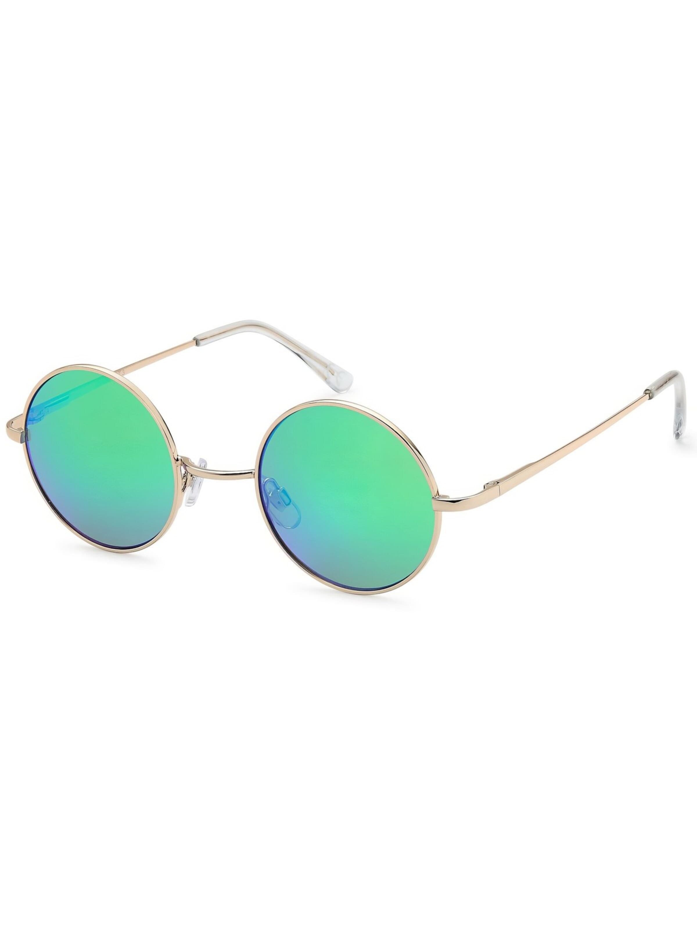 styleBREAKER Sunglasses 'Retro Sonnenbrille Klein Rund mit Federscharnier' in Green: front