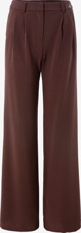 TAMARIS Regular Pleat-Front Pants in Brown: front