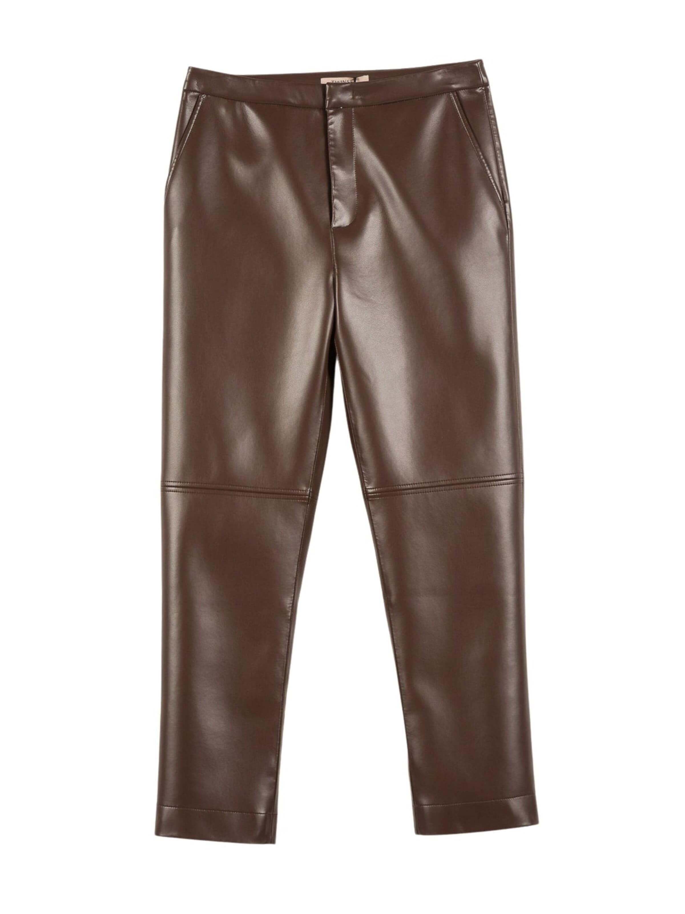 Twinset Pants 'Brown faux leather trousers' in Brown: front