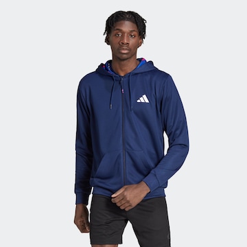 ADIDAS PERFORMANCE Urheilullinen collegetakki 'Train Essentials Seasonal ' värissä sininen: edessä