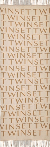 Foulard 'Logo scarf with fringes' di Twinset in beige: frontale