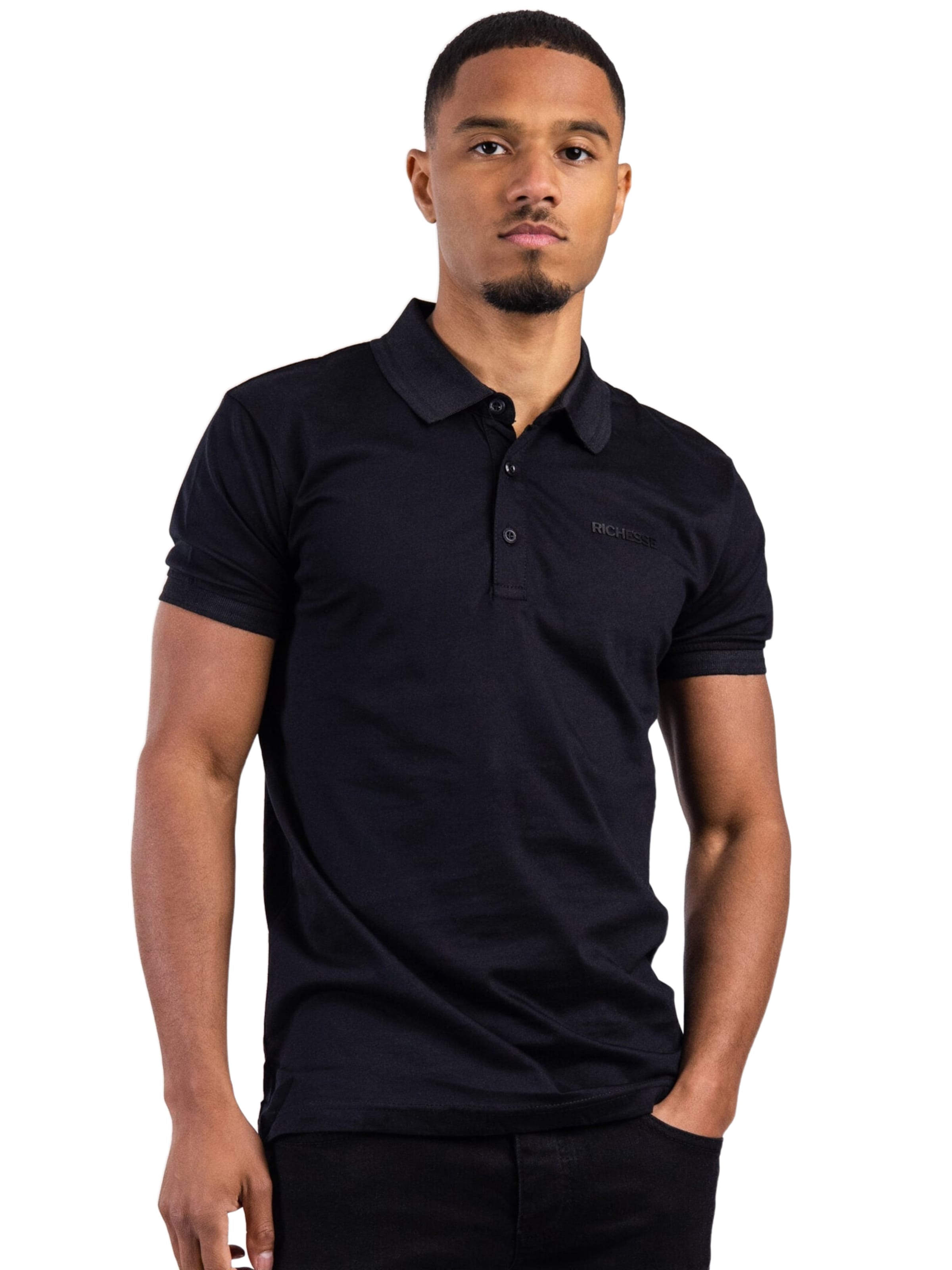 Richesse Shirt 'CLASSIC POLO BLACK' in XS in de kleur Zwart, Productweergave