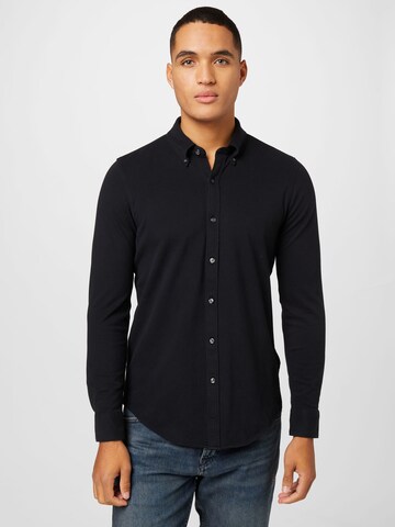 juoda Abercrombie & Fitch Priglundantis modelis Marškiniai: priekis