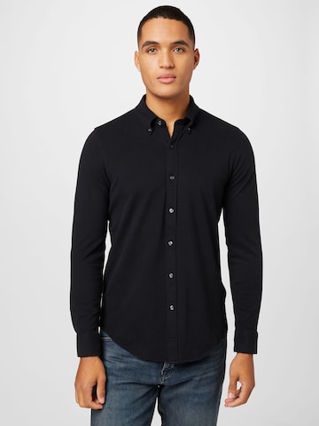 Abercrombie & Fitch Slim fit Button Up Shirt in Black: front