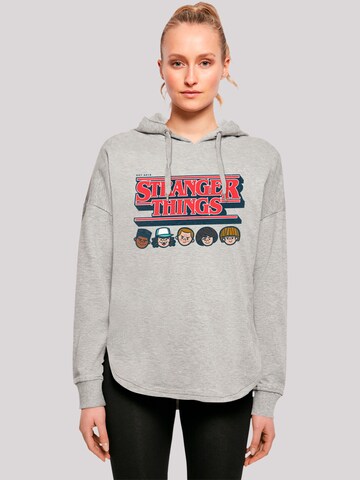 F4NT4STIC Sweatshirt 'Stranger Things Caricature Logo Netflix TV Series' in Grijs: voorkant