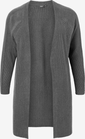 Zizzi Knit Cardigan in Grey: front