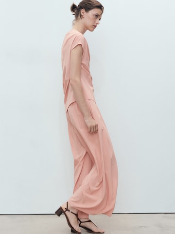 MANGO Wide Leg Laskoshousut 'BERTA-H' värissä vaaleanpunainen