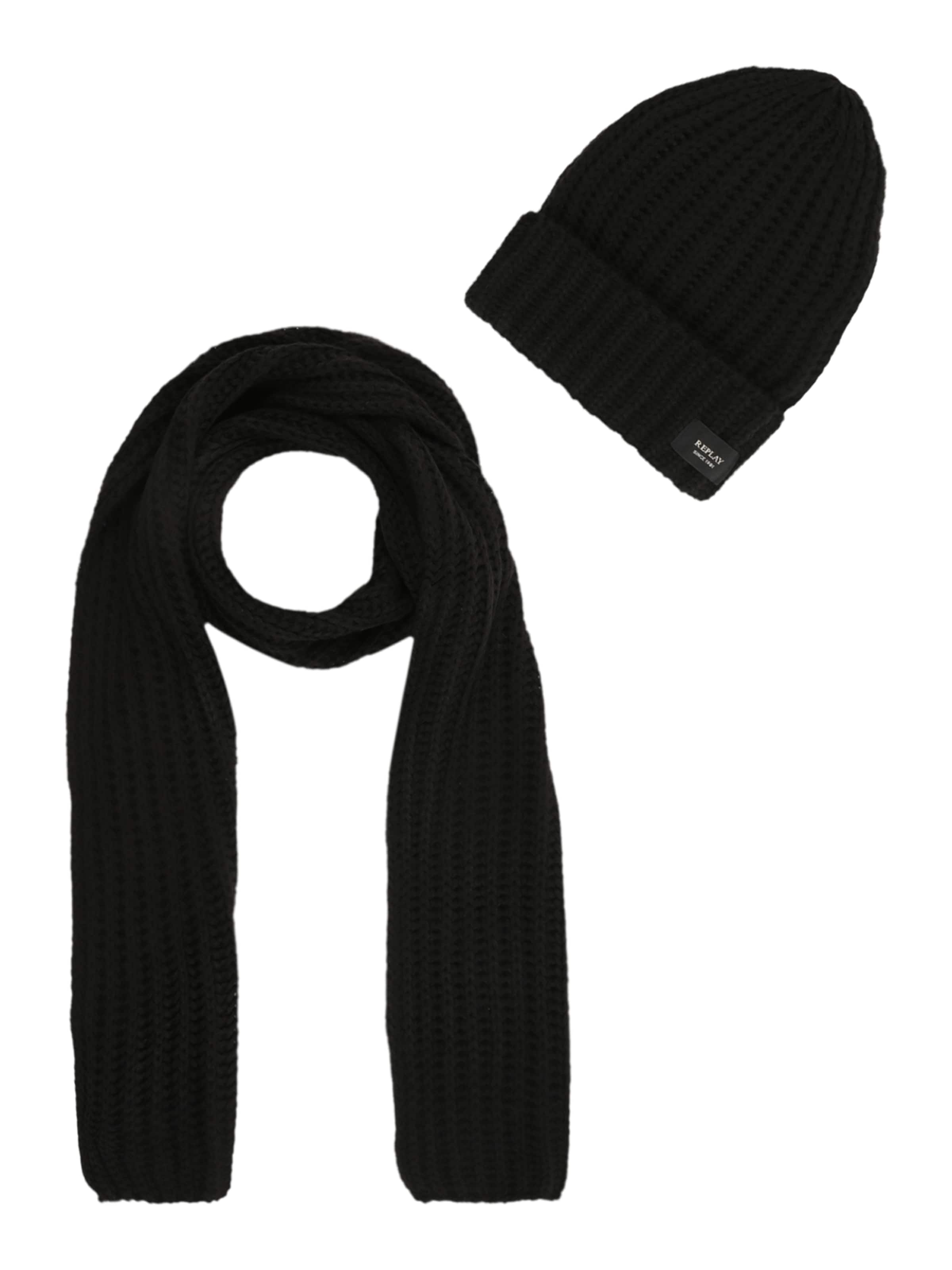 juoda REPLAY Megzta kepurė: priekis