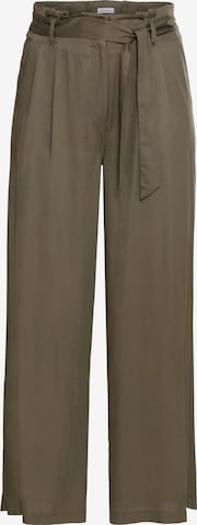 SHEEGO Loose fit Pleat-Front Pants in Green: front